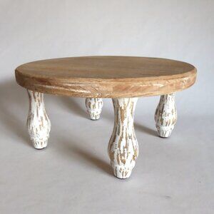 NEW 11.75” RUSTIC FARMHOUSE COUNTRY WOOD CAKE STAND PEDESTAL TABLE RISER